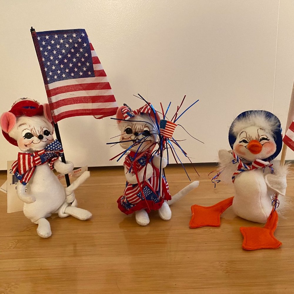 Annalee Mobilitee Dolls Patriotic Duck, Mice